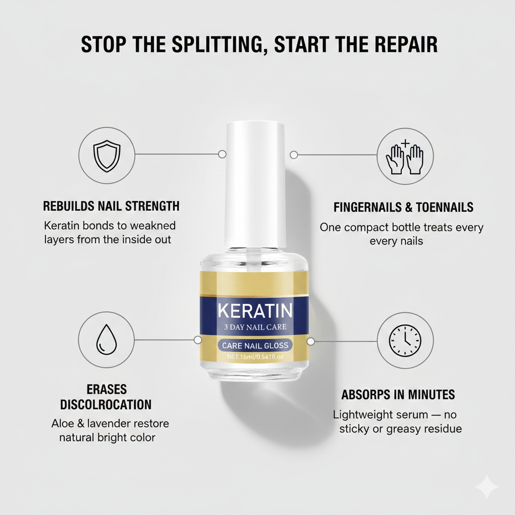 Verleni™ – Keratin Nail Repair Treatment for Damaged, Brittle & Discolored Nails + 1 + 1 FREE